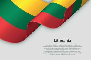 3d ribbon with national flag Lithuania isolated on white background vector