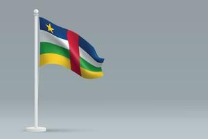 3d realistic national Central African Republic flag isolated on gray background vector