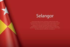 flag Selangor, state of Malaysia, isolated on background with copyspace vector