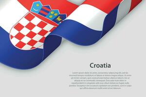 3d ribbon with national flag Croatia isolated on white background vector