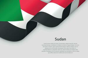 3d ribbon with national flag Sudan isolated on white background vector