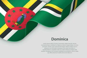 3d ribbon with national flag Dominica isolated on white background vector