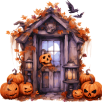 Watercolor Halloween Clipart Illustration, Created With Generative AI Technology png