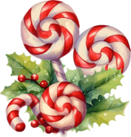 Watercolor Candy, Merry Christmas Clipart Illustration, Created With Generative AI Technology png