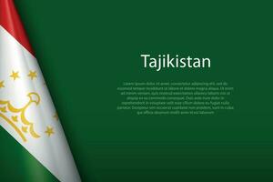 national flag Tajikistan isolated on background with copyspace vector