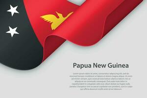 3d ribbon with national flag Papua New Guinea isolated on white background vector