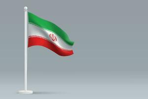 3d realistic national Iran flag isolated on gray background vector