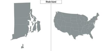 map of Rhode Island state of United States and location on USA map vector