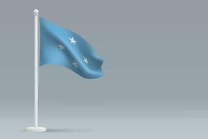 3d realistic national Micronesia flag isolated on gray background vector