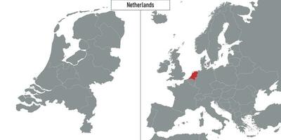 map of Netherlands and location on Europe map vector