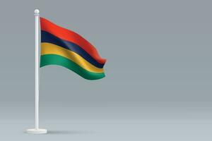 3d realistic national Mauritius flag isolated on gray background vector