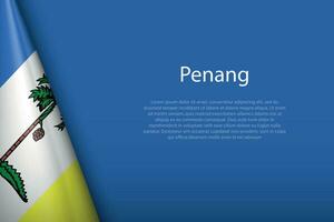 flag Penang, state of Malaysia, isolated on background with copyspace vector