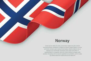 3d ribbon with national flag Norway isolated on white background vector