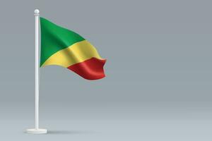 3d realista nacional congo bandera aislado en gris antecedentes vector