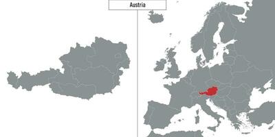 mapa de Austria y ubicación en Europa mapa vector