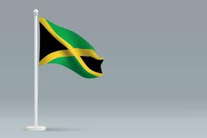 3d realistic national Jamaica flag isolated on gray background vector