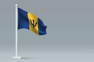 3d realistic national Barbados flag isolated on gray background vector