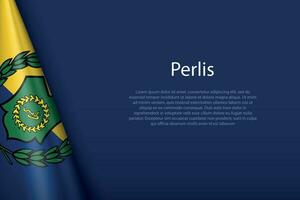 bandera Perlis, estado de Malasia, aislado en antecedentes con copyspace vector