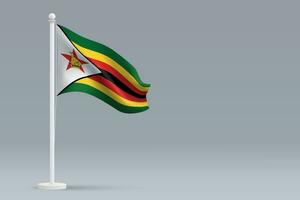 3d realistic national Zimbabwe flag isolated on gray background vector