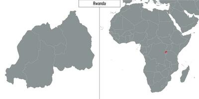 map of Rwanda and location on Africa map vector