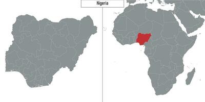 map of Nigeria and location on Africa map vector