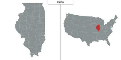 map of Illinois state of United States and location on USA map vector