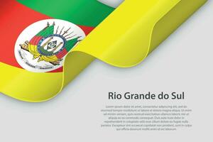 3d ribbon with flag Rio Grande do Sul. Brazilian state. isolated on white background vector