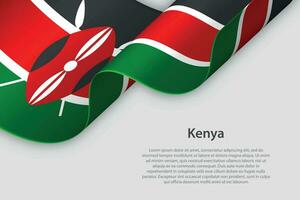 3d ribbon with national flag Kenya isolated on white background vector