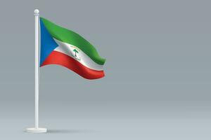 3d realistic national Equatorial Guinea flag isolated on gray background vector