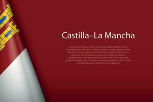 flag Castilla La Mancha, community of Spain, isolated on background with copyspace vector