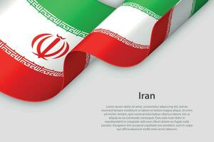 3d ribbon with national flag Iran isolated on white background vector