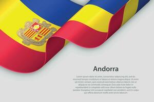 3d ribbon with national flag Andorra isolated on white background vector