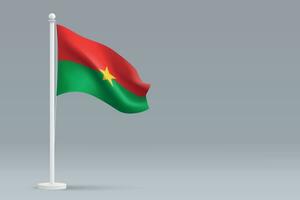 3d realistic national Burkina Faso flag isolated on gray background vector