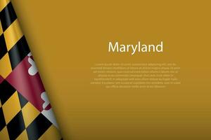 flag Maryland, state of United States, isolated on background with copyspace vector