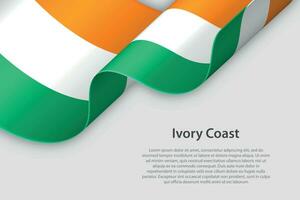 3d ribbon with national flag Ivory Coast isolated on white background vector