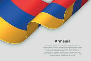 3d ribbon with national flag Armenia isolated on white background vector