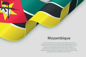 3d ribbon with national flag Mozambique isolated on white background vector