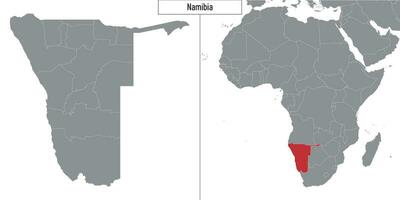 mapa de Namibia y ubicación en África mapa vector