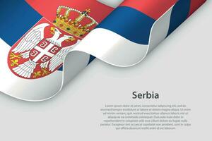 3d ribbon with national flag Serbia isolated on white background vector