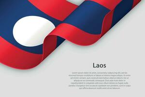 3d ribbon with national flag Laos isolated on white background vector