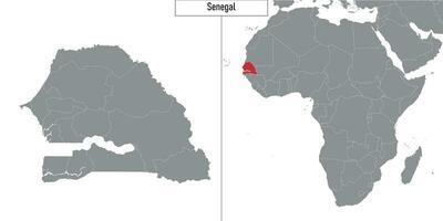 mapa de Senegal y ubicación en África mapa vector