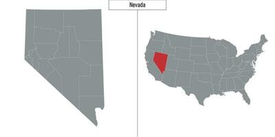 map of Nevada state of United States and location on USA map vector