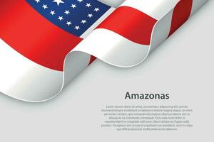 3d cinta con bandera amazonas. brasileño estado. aislado en blanco antecedentes vector