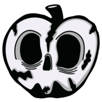 Halloween cartoon symbols hand drawns black and white icon character illustration. Isolated on transparent background. png