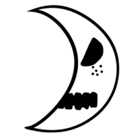 halloween tekenfilm symbolen hand- getrokken zwart en wit icoon karakter illustratie. geïsoleerd Aan transparant achtergrond. png