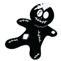Halloween cartoon symbols hand drawns black and white icon character illustration. Isolated on transparent background. png