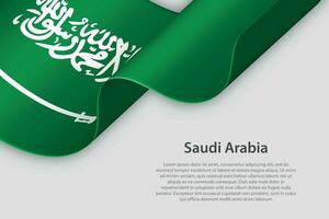 3d ribbon with national flag Saudi Arabia isolated on white background vector