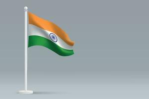 3d realistic national India flag isolated on gray background vector