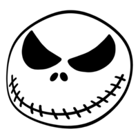 Halloween cartoon symbols hand drawns black and white icon character illustration. Isolated on transparent background. png