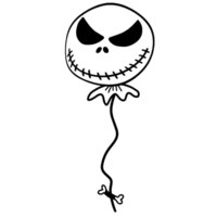 Halloween cartoon symbols hand drawns black and white icon character illustration. Isolated on transparent background. png